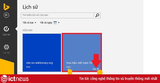 Xóa lịch sử tìm kiếm trên Bing