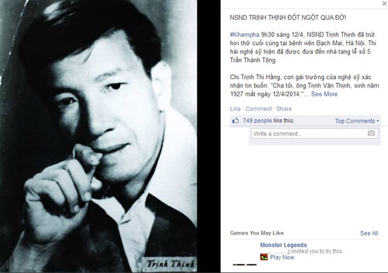 Những mẩu tin nghệ sỹ Trịnh Thịnh mất như thế này có tác động mạnh đến toàn bộ cư dân mạng.
