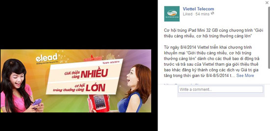 iPad mini đang được treo thưởng cho các thuê bao Viettel tham gia giới thiệu dịch vụ trong chương trình Elead.