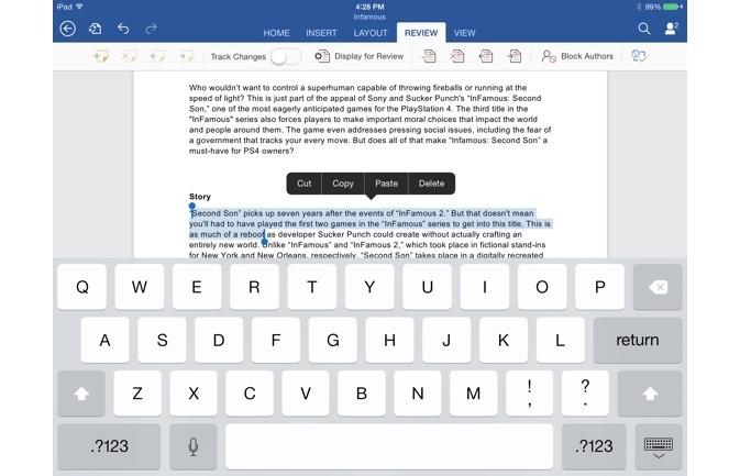 Tính năng Office trên iPad