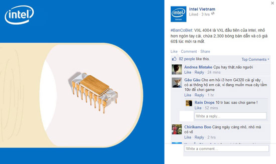 Vi xử lý 4004 được ghi dấu là vi xử lý đầu tiên của Intel.