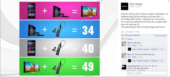 Lần đố vui này, Sony yêu cầu các fan giải hệ phương trình.