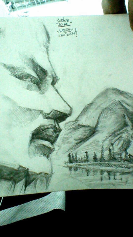 Một thành viên Facebook cũng “luyện tay” vẽ ra bức ảnh ấn tượng về Vua Hùng.