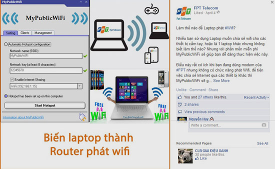 FPT Telecom bày cách để laptop phát sóng WiFi cho những ai sở hữu modem không có chức năng này.