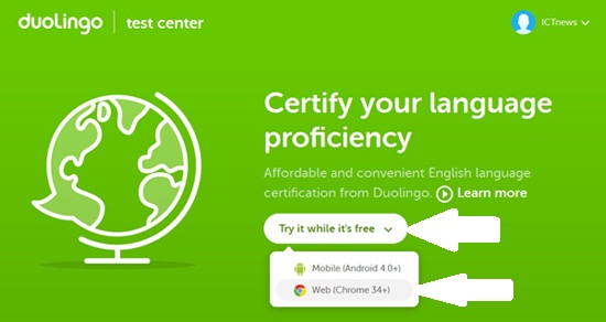 Hướng dẫn thi lấy chứng chỉ tiếng Anh của Duolingo