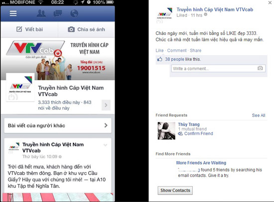 Fanpage VTVcab đạt đến số like 3.333 ngay đầu tuần, mang đến hy vọng may mắn.
