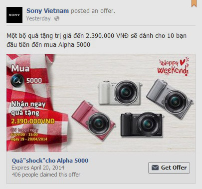 Sony có bộ quà tặng trị giá 2.390.000 đồng cho những khách hàng mua Aplpha 5000 sớm nhất trong 2 ngày cuối tuần.