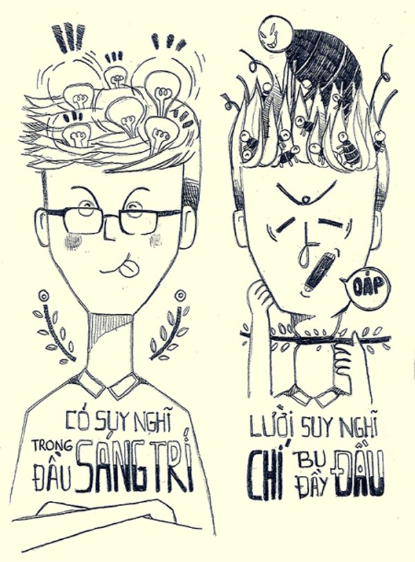 Thành ngữ Thanh niên chuẩn 2014: Có suy nghĩ trong đầu sáng trí, lười suy nghĩ chí bu đầy đầu.