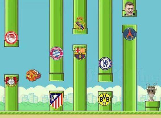 Man United như chú chim Flappy Bird trước hàng loạt những “cái ống” quá khó như Bayern, Real Madrid hay Barcelona.