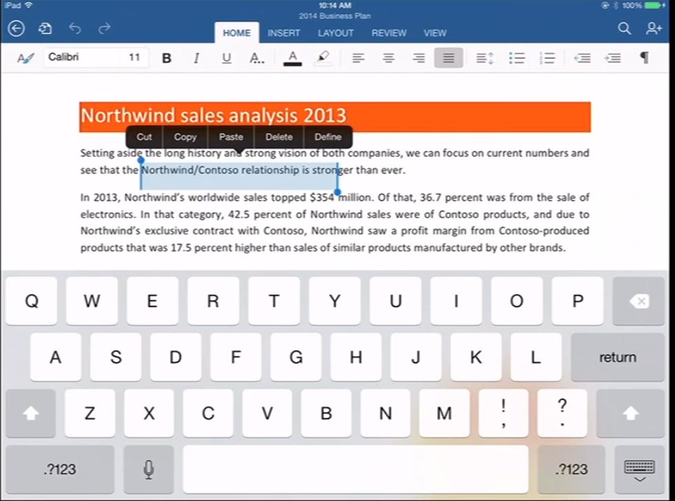 Microsoft Word trên iPad