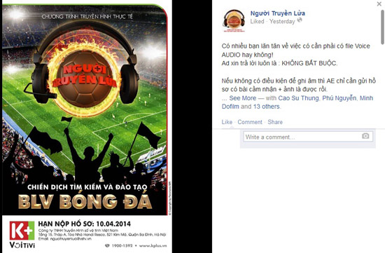 K+ giải đáp rằng hồ sơ đăng ký dự thi Người Truyền Lửa không nhất thiết phải kèm file ghi âm bình luận.