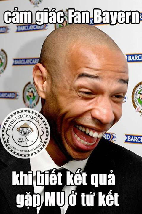 Ảnh chế cảm giác của fan Bayern khi biết bắt thăm trúng Man United ở tứ kết.