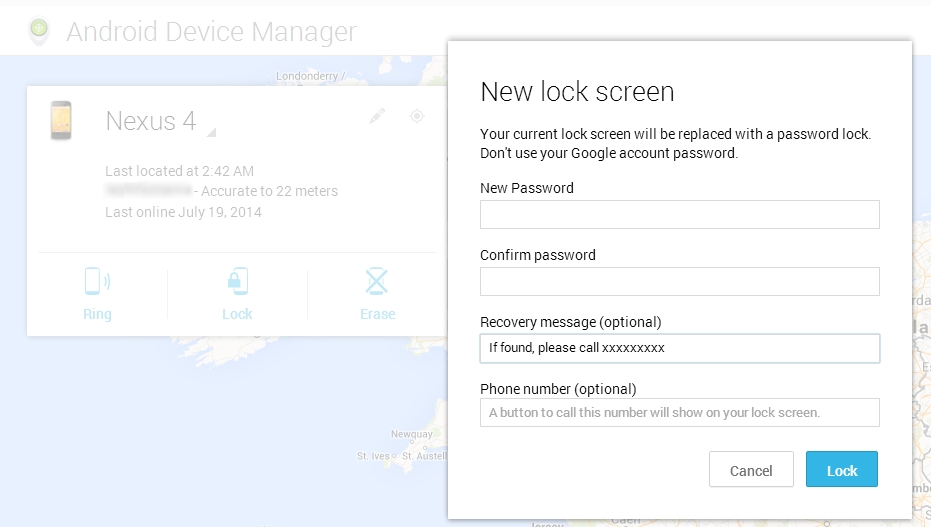 Android Device Manager, mất điện thoại, mẹo