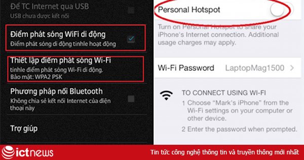 Hướng dẫn phát WiFi bằng iPhone và điện thoại Android, Windows