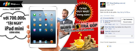 Trong chương trình khuyến khích trả góp ở FPT Shop, khách hàng mua iPad mini chỉ phải trả trước 700.000 đồng.