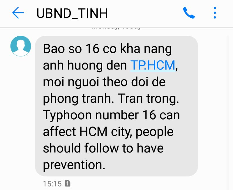 TP.HCM nhắn tin cảnh báo bão Tembin - ảnh 1