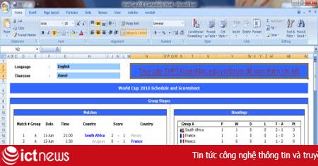 Tạo bộ lịch thông tin World Cup 2010 trên máy tính