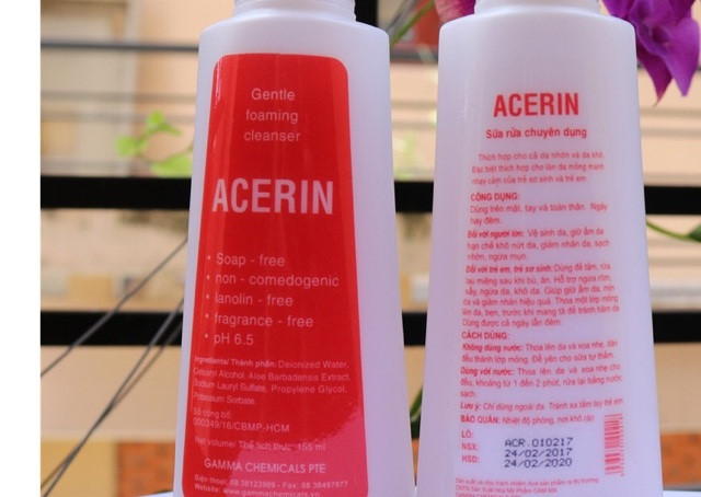 Sữa rửa chuyên dụng Acerin bị thu hồi vì lý do không ngờ