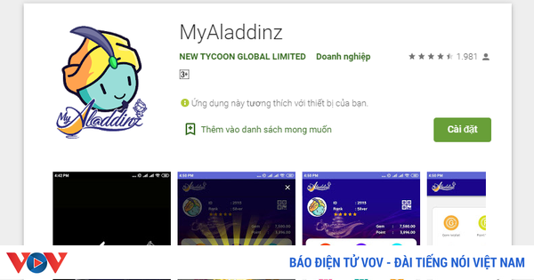 Công an cảnh báo lừa đảo khi nạp tiền vào ứng dụng Myaladdinz