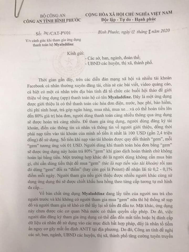 cong an canh bao lua dao khi nap tien vao ung dung myaladdinz hinh 2