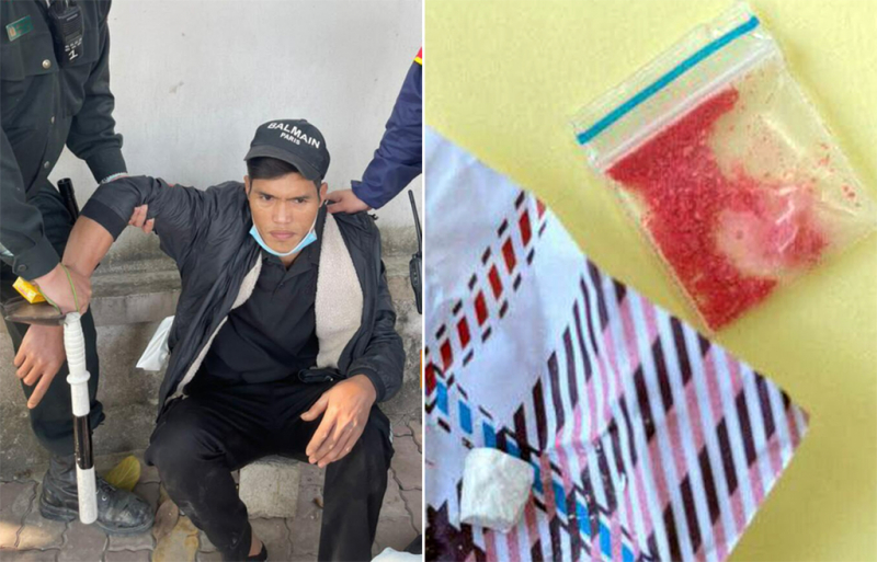 Con nghiện đầu trần chạy xe không biển mang ma túy -0