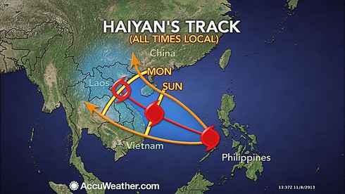 Tin, ảnh mới nhất về hướng đi, sức mạnh cơn bão số 14 - Haiyan chiều tối 9/11 - ảnh 9