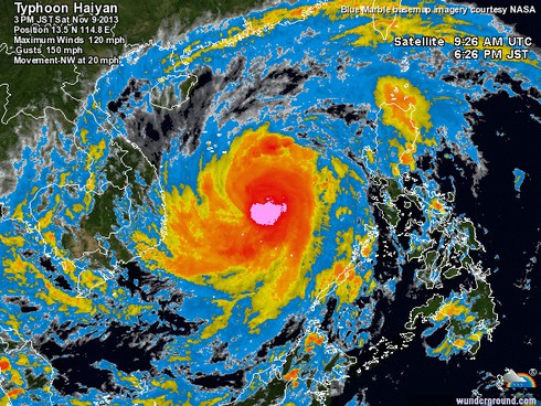 Tin, ảnh mới nhất về hướng đi, sức mạnh cơn bão số 14 - Haiyan chiều tối 9/11 - ảnh 1