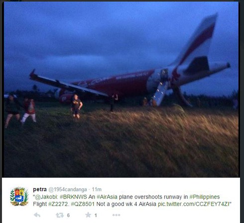 Thêm máy bay AirAsia gặp nạn, trượt khỏi đường băng ở Philippines - ảnh 2