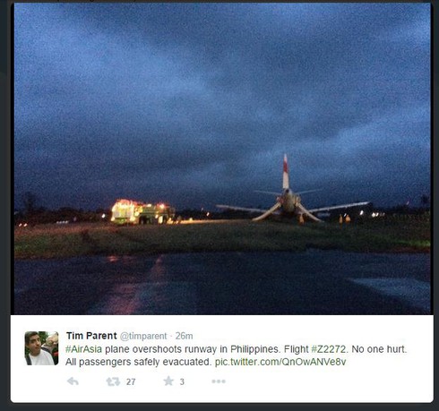 Thêm máy bay AirAsia gặp nạn, trượt khỏi đường băng ở Philippines - ảnh 3