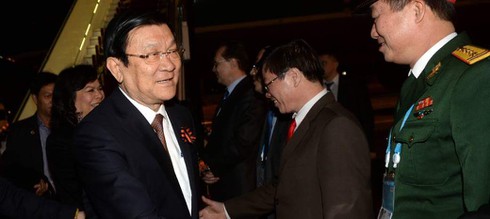 Hình ảnh Chủ tịch nước Trương Tấn Sang trong lễ duyệt binh Ngày chiến thắng - ảnh 2