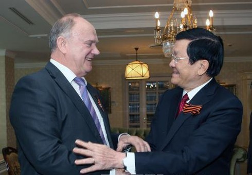 Chủ tịch nước Trương Tấn Sang gặp gỡ Chủ tịch ĐCS Nga - ảnh 1