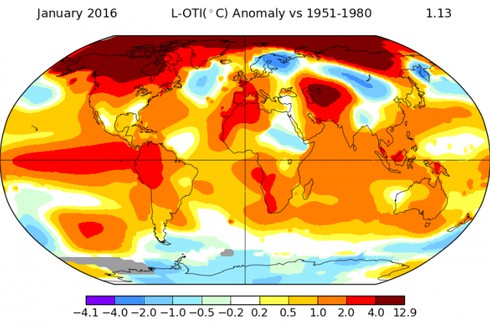 Tháng 1/2016 tiếp tục phá kỷ lục tháng nóng nhất - ảnh 1
