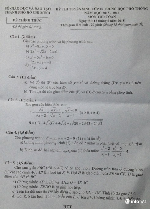 Thi vào 10: Bất ngờ từ đề thi tiếng Anh, đề Toán vừa sức - ảnh 7