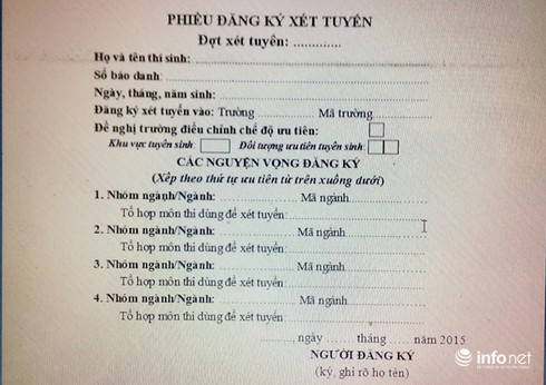 Bộ GD&ĐT chính thức công bố phiếu đăng ký xét tuyển vào ĐH, CĐ - ảnh 2