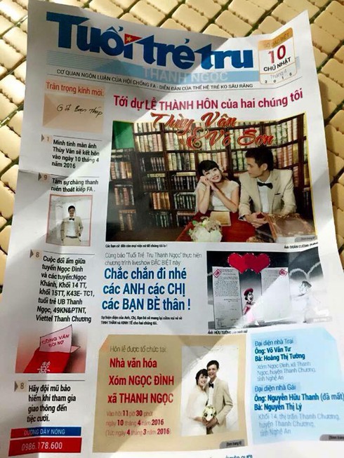 Thiệp mời dự đám cưới của đôi bạn trẻ mô phỏng trang báo giấy lạ mặt - ảnh 1