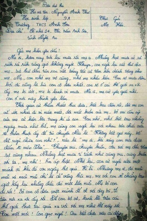 Bức thư gửi mẹ đã khuất của nữ sinh lớp 9 khiến nhiều người rơi nước mắt - ảnh 4