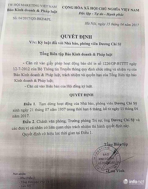 “Treo bút” 6 tháng đối với nhà báo đi dọa dẫm trường học, nói xấu lãnh đạo tỉnh - ảnh 1