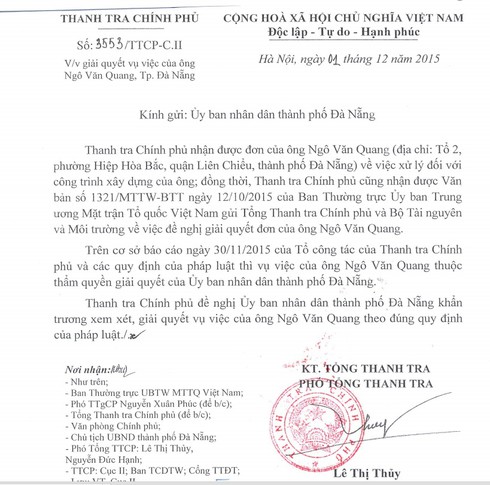 Thanh tra Chính phủ: Vụ biệt phủ ở Hải Vân thuộc quyền giải quyết của Đà Nẵng - ảnh 1