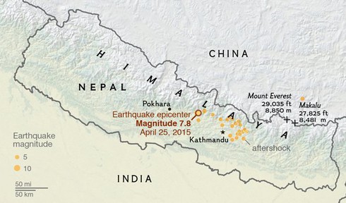 Đỉnh Everest thay đổi chiều cao vì động đất ở Nepal - ảnh 3