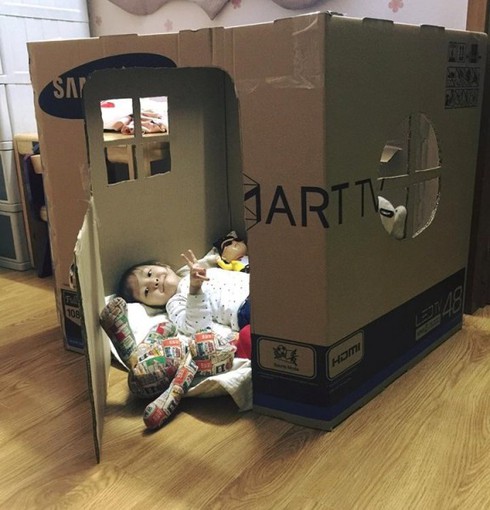 Bố làm 'nhà' độc đáo cho con chỉ với 5000 đồng - ảnh 1