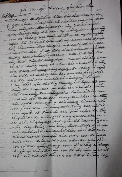 Hai bức thư cảm động của người cha tử tù và đứa con mồ côi