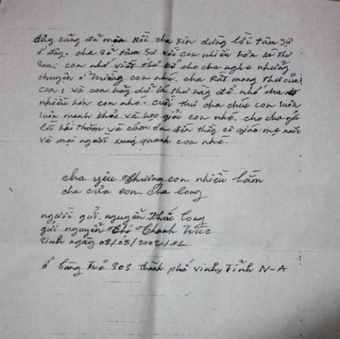 Hai bức thư cảm động của người cha tử tù và đứa con mồ côi