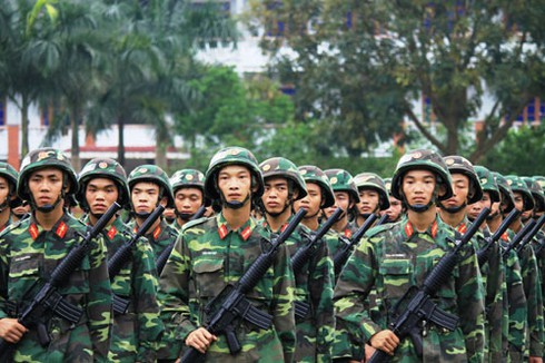 Các khối quân chính qui tập diễu binh Điện Biên Phủ - ảnh 7