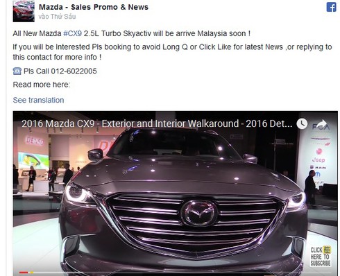 Mazda CX-9 ra mắt tại Malaysia vào cuối 2016 - ảnh 2