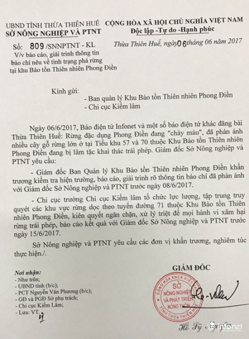 TT. Huế: Chỉ đạo làm rõ vụ rừng đặc dụng Khu bảo tồn Phong Điền “chảy máu