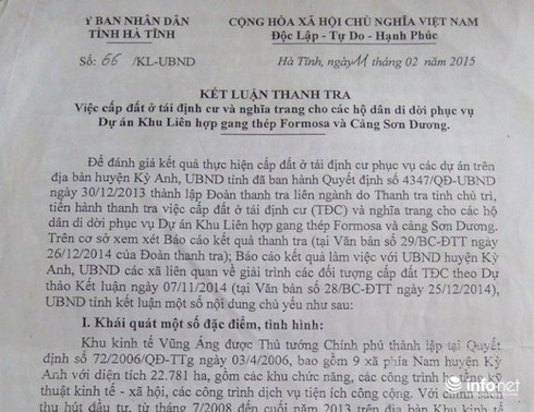 Hà Tĩnh: “Thu hồi hàng trăm lô đất TĐC DA Formosa còn rập khuôn, máy móc” - ảnh 1