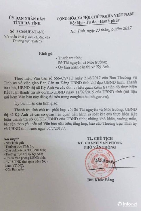 Hà Tĩnh: Kiểm tra việc thu hồi đất TĐC DA Formosa báo Infonet phản ánh - ảnh 1