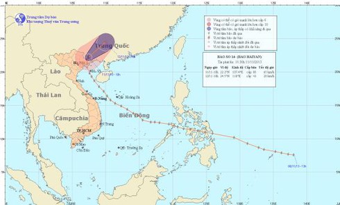Tâm bão số 14 đã sang Trung Quốc trưa 11/11 - ảnh 1