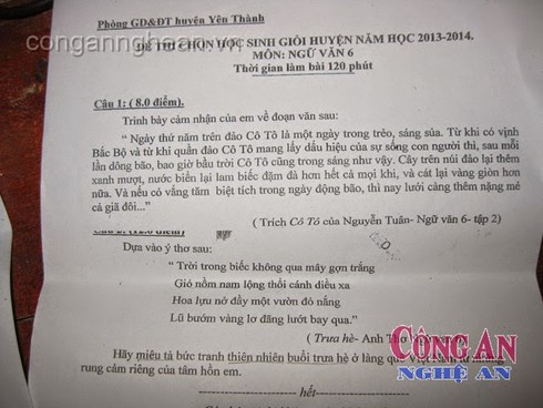 'Choáng' với đề thi Ngữ văn lớp 6 học sinh giỏi huyện - ảnh 1