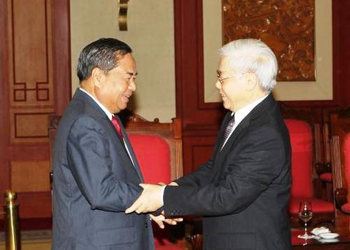 Tổng Bí thư Nguyễn Phú Trọng tiếp Đoàn đại biểu Trung ương Đảng NDCM Lào - ảnh 1